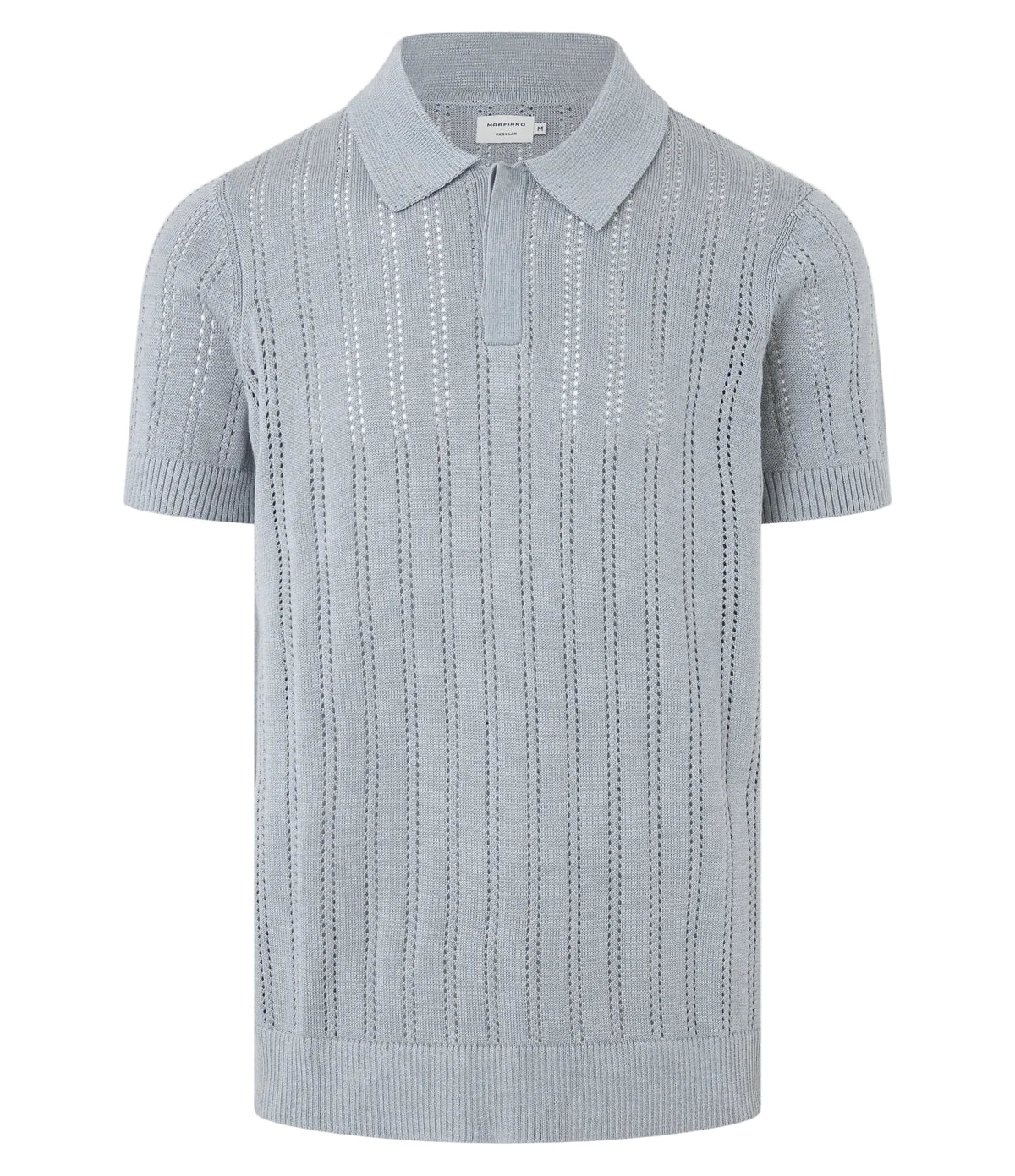 Camisa Polo Regular em Algodão | com Textura Retilínea Cinza