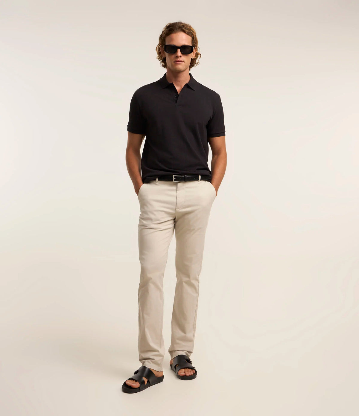 Calça Slim em Sarja | Bolsos Faca Cinza