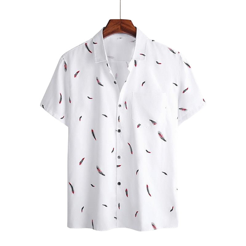 Camisa Manga Curta Estampada Feathers