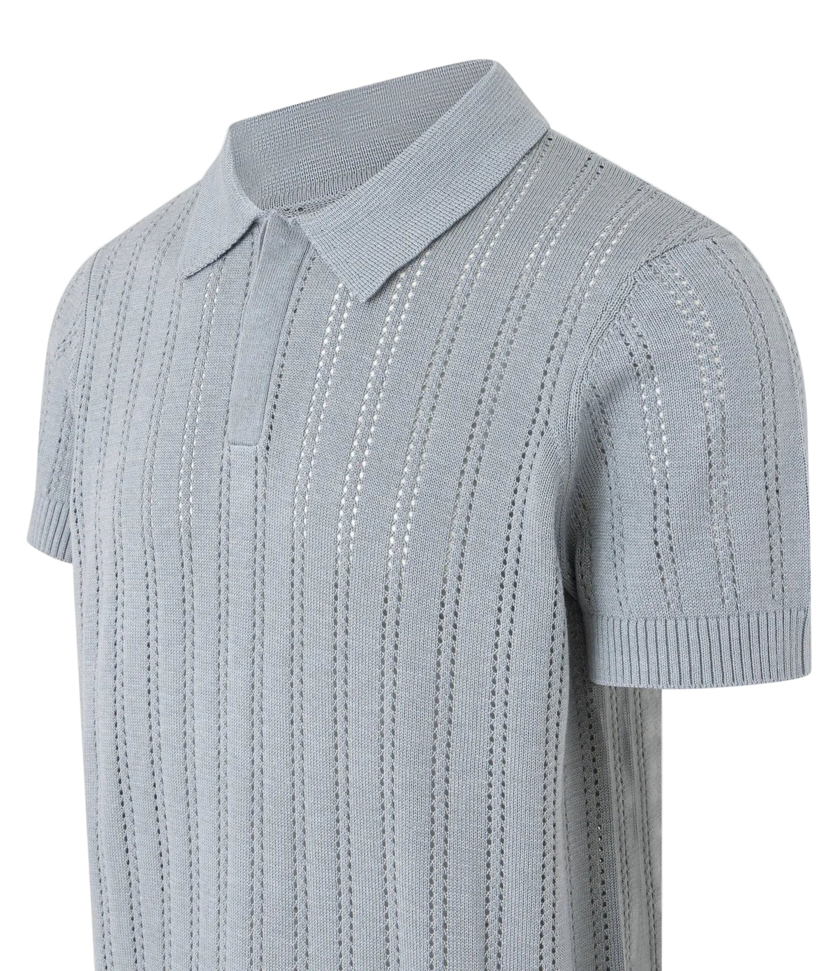 Camisa Polo Regular em Algodão | com Textura Retilínea Cinza