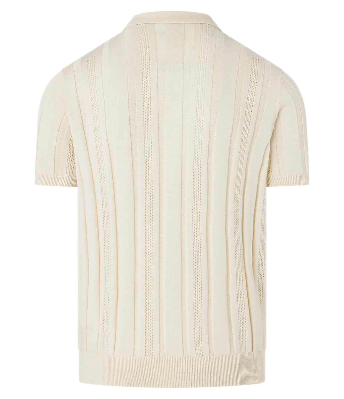 Camisa Gola Polo com Zíper em Algodão Texturizada Bege