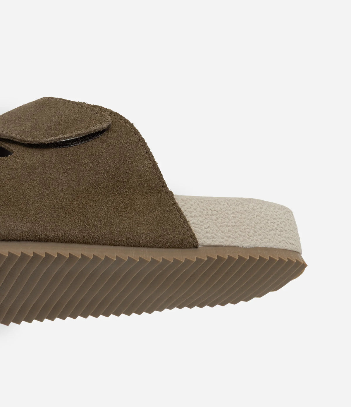 Sandália Slide em Camurça e Tiras | Velcro Marrom