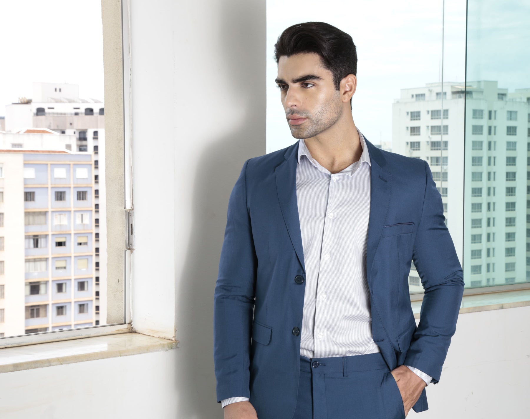 Blazer Slim Masculino Azul em Poliviscose | Habitat
