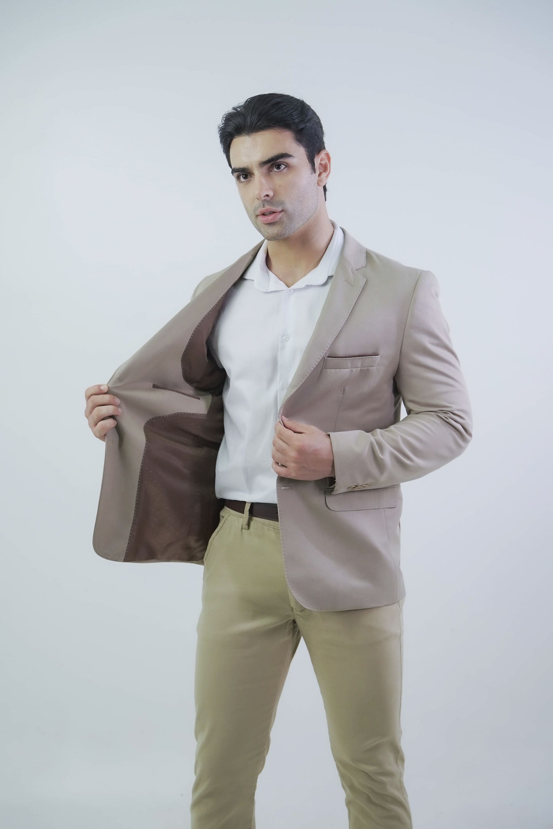 Blazer Slim Masculino Bege em Poliviscose | Habitat