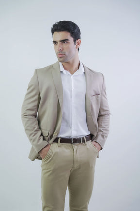 Blazer Slim Masculino Bege em Poliviscose | Habitat