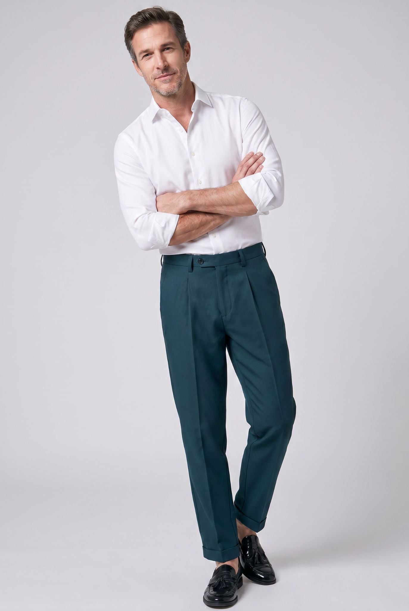 Calça de Alfaiataria Masculina Verde Musgo Ravello