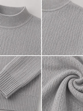 Detalhes do suéter Habitat Masculino Vercelli cinza em algodão com gola alta canelada e textura em tricô