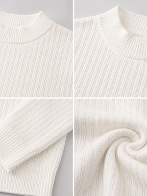 Detalhes do suéter Habitat Masculino Vercelli branco em tricot canelado com gola redonda e acabamento refinado