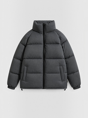 Jaqueta Puffer Masculina Térmica Aspen Habitat Masculino cinza escuro com gola alta e zíper frontal