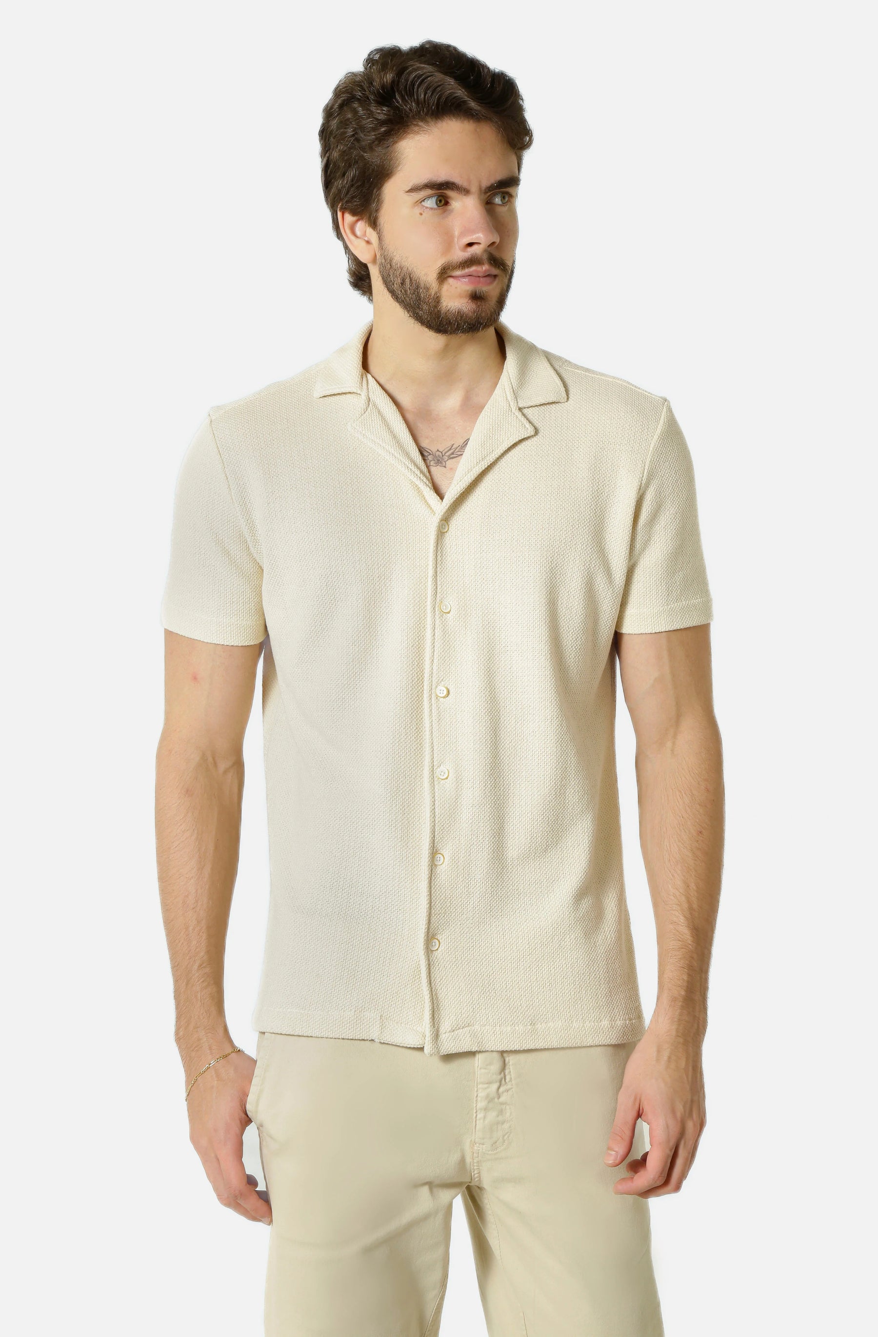 Camisa Manga Curta Gola Esporte Texturizada - Habitat