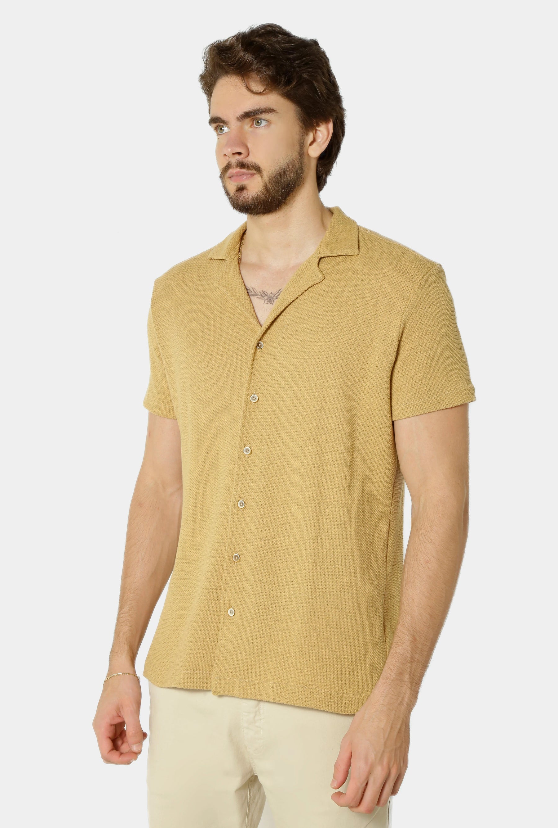 Camisa Manga Curta Gola Esporte Texturizada - Habitat