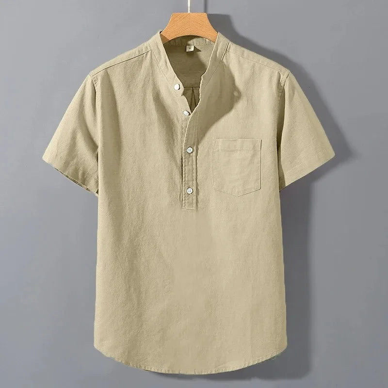 Camisa Casual Linho - Gola Alta