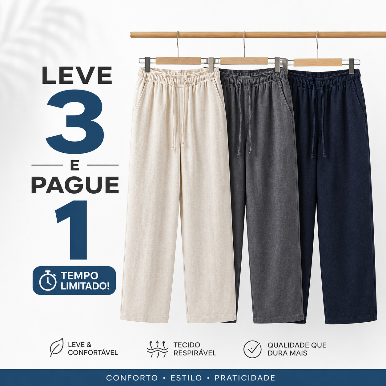 KIT 3 CALÇAS DE LINHO