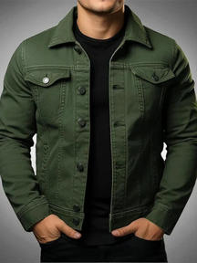 Jaqueta jeans masculina Habitat Masculino verde slim com bolsos no peito e fechamento por botões frontais